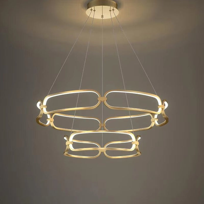 Two ring ceiling chandelier viewed from below