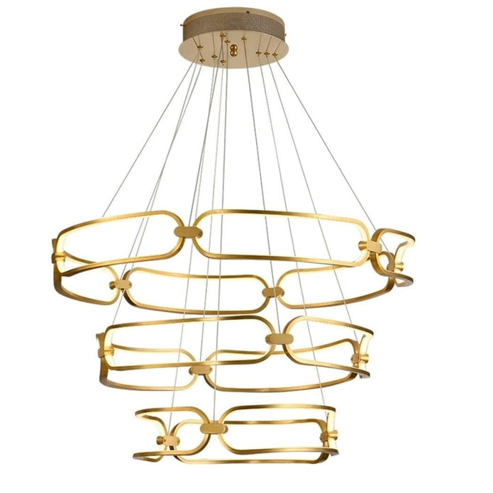 Gold ring chandelier with warm white light