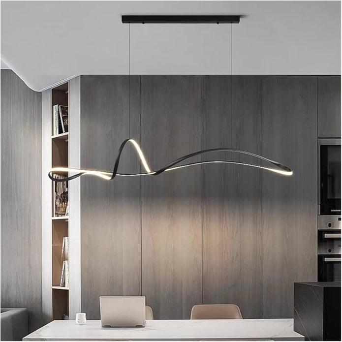 Modern LED Linear Pendant Light Dimmable Black 120cm
