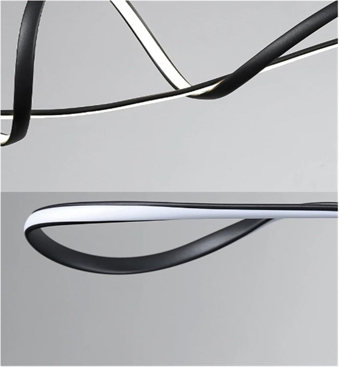 Modern LED Linear Pendant Light Dimmable Black 120cm