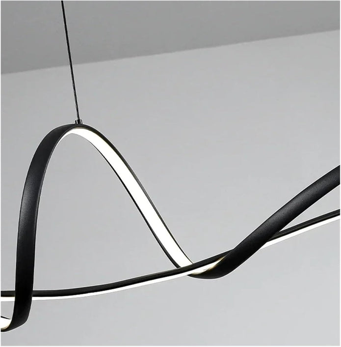 Modern LED Linear Pendant Light Dimmable Black 120cm