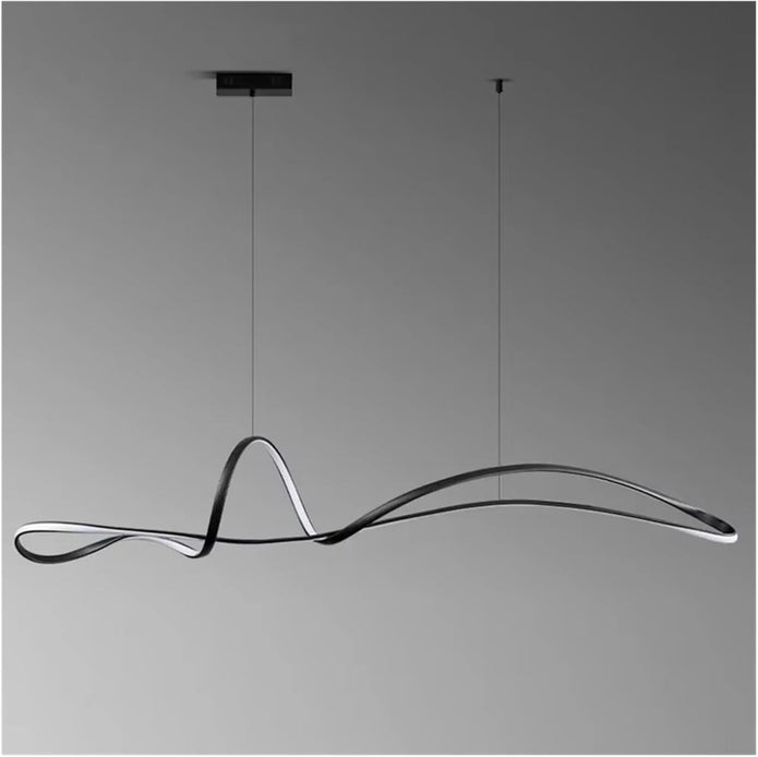 Modern LED Linear Pendant Light Dimmable Black 150cm