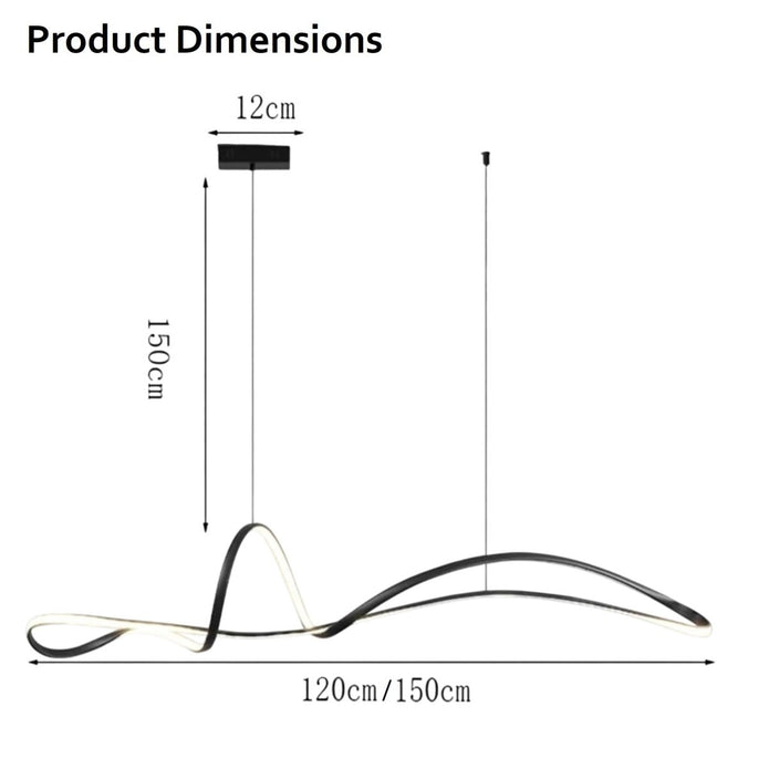 Modern LED Linear Pendant Light Dimmable Black 150cm