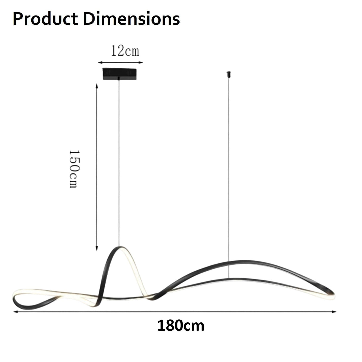 Modern LED linear pendant light illuminated in a living space