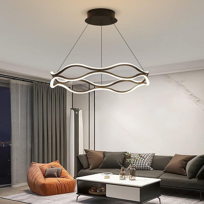 Modern Wavy LED Pendant Light Dimmable Black