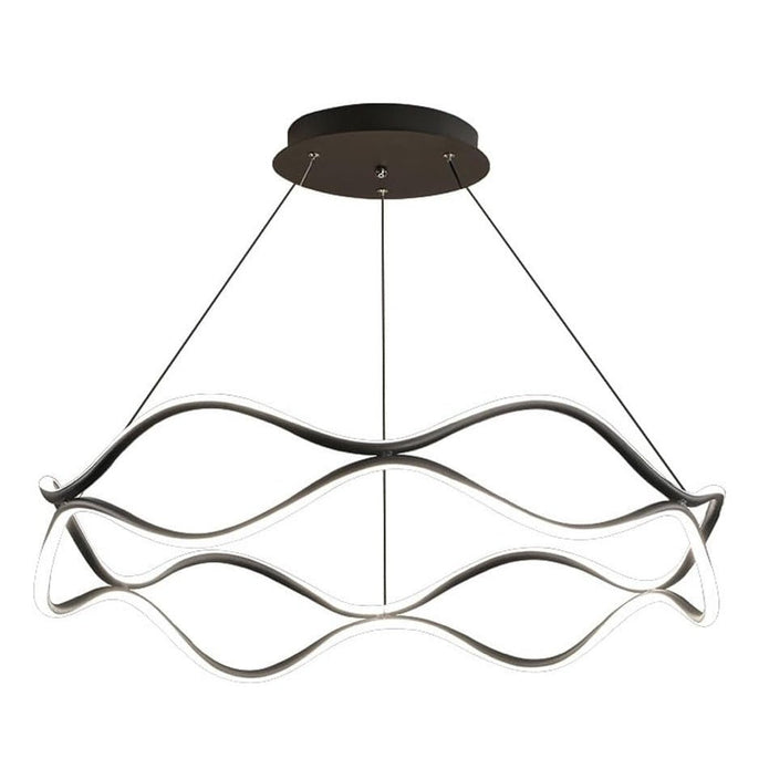 Modern Wavy LED Pendant Light Dimmable Black