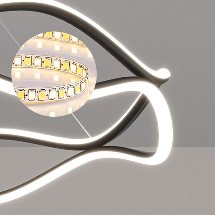 Modern Wavy LED Pendant Light Dimmable Black