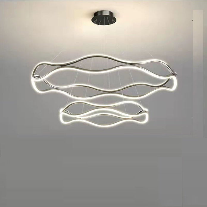 Modern Wavy LED Pendant Light Dimmable Gold