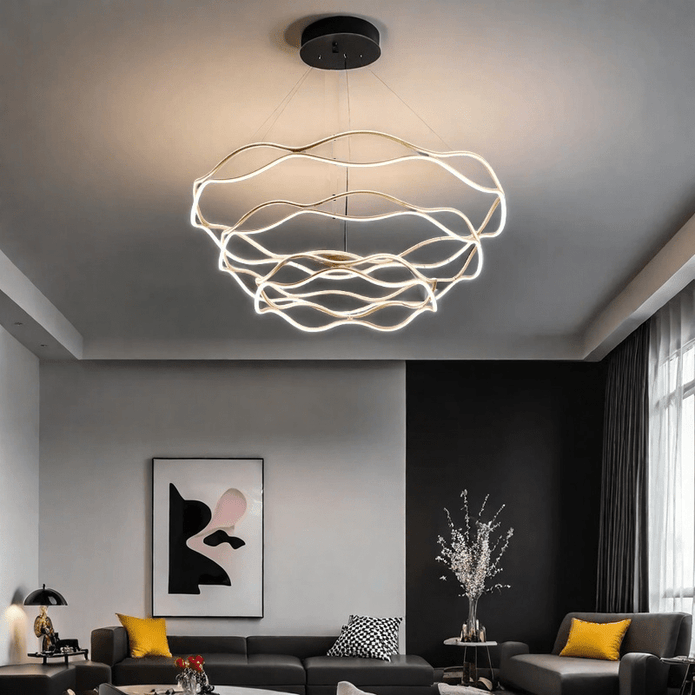 Wavy ring chandelier viewed from below