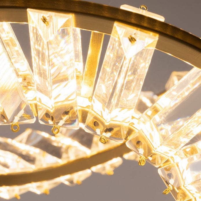 Two Ring Round Crystal LED Chandelier, Gold, 80/60cm