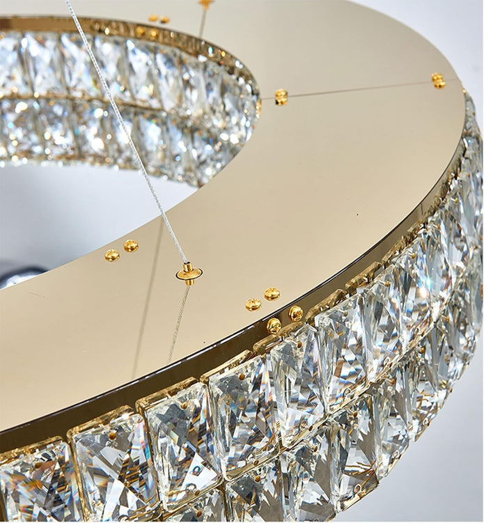 Gold ring chandelier with warm white LED light