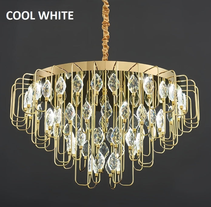 Modern gold crystal leaf LED chandelier 60 x 30cm