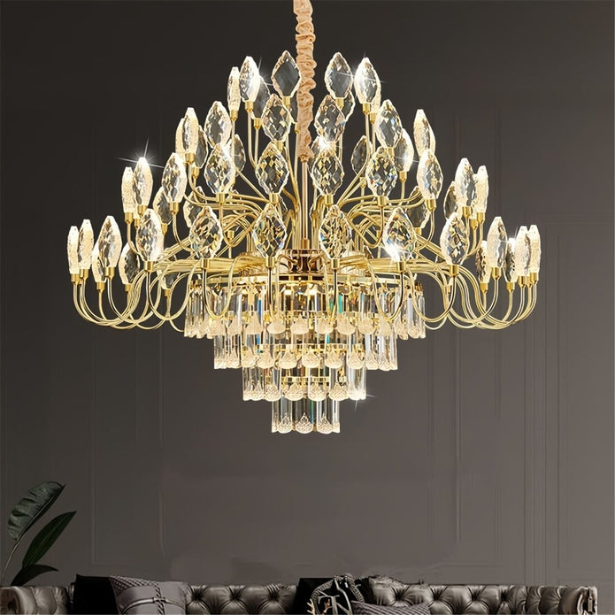 Modern gold crystal leaf LED chandelier 80 x 40cm