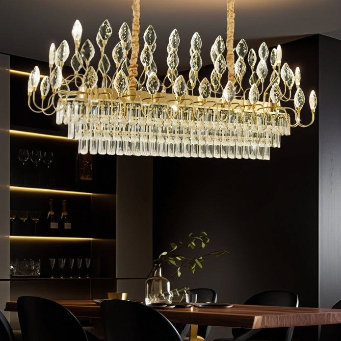 Crystal Leaf LED Chandelier, Gold