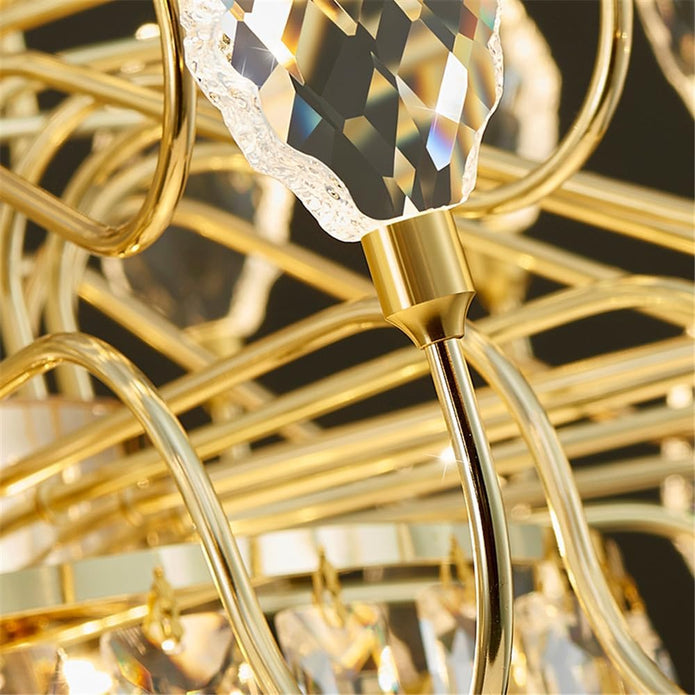 Crystal Leaf LED Chandelier, Gold