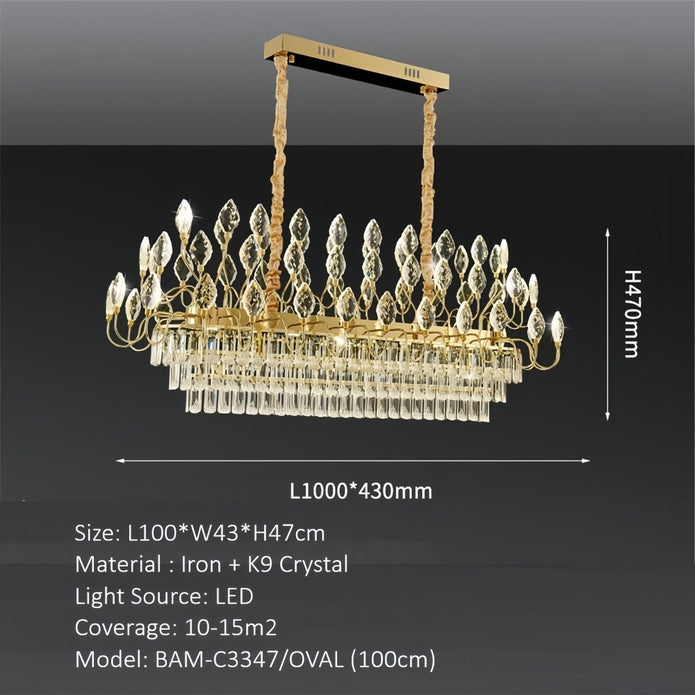 Crystal Leaf LED Chandelier, Gold