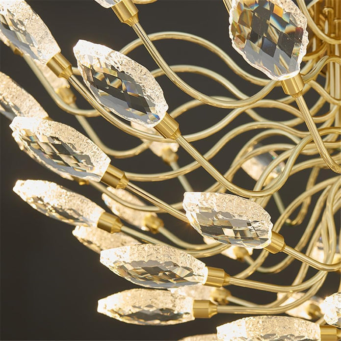 Modern gold crystal leaf LED chandelier 80 x 37cm