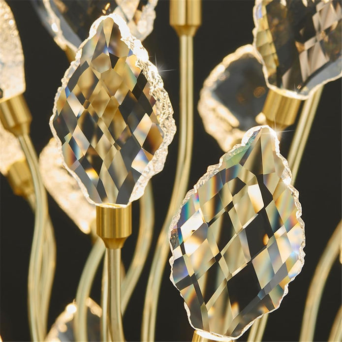 Modern luxury gold crystal leaf LED pendant chandelier, 60 cm