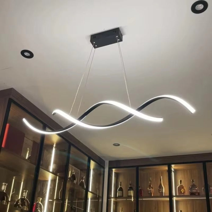 Modern Minimalist Black LED Pendant Light 120cm