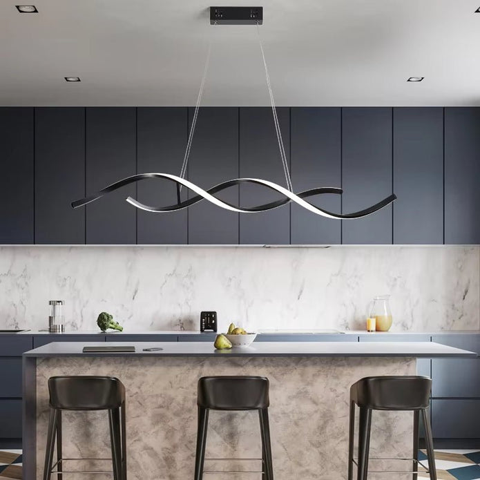 Modern Minimalist Black LED Pendant Light 120cm