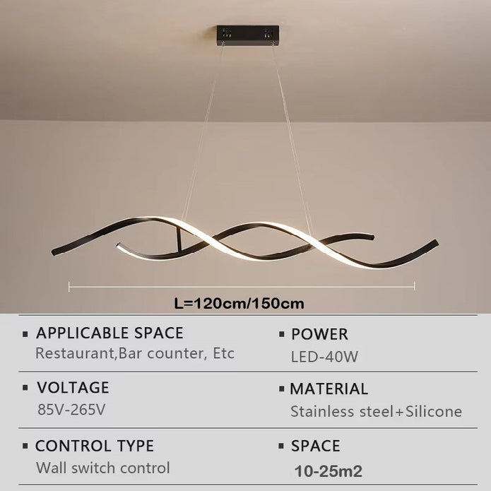 Modern Minimalist Black LED Pendant Light 120cm