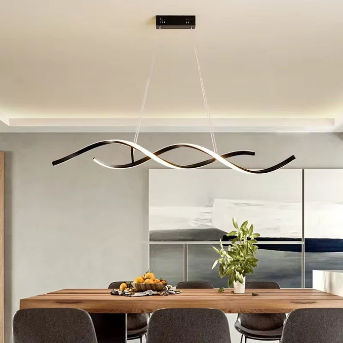 Modern Minimalist Linear LED Chandelier Dimmable Black 1.5 Metres