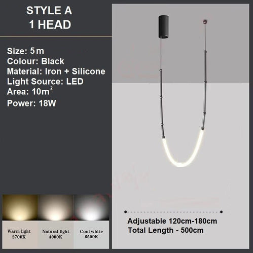 Minimalist Slim LED Pendant Light Black