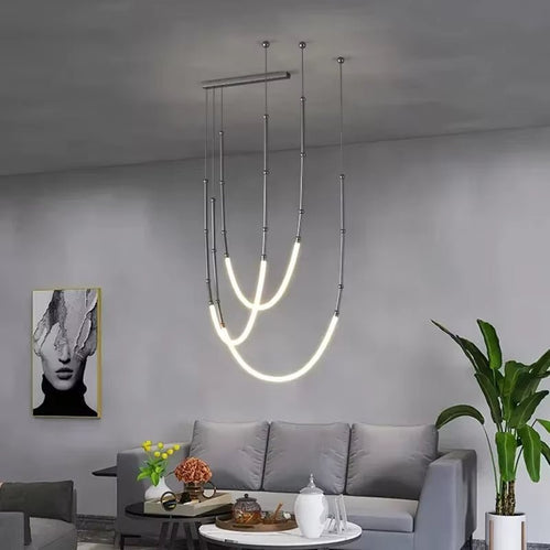 Minimalist Slender LED Pendant Light Black 3 Light