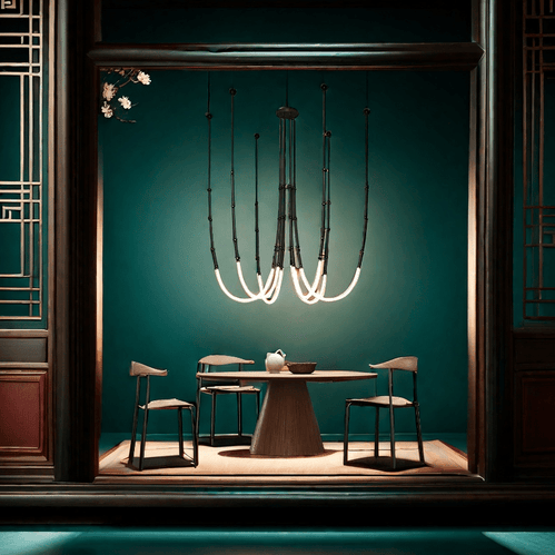 Minimalist Slender LED Pendant Light Black 6 Light
