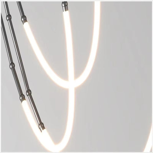Minimalist Slender LED Pendant Light Black 6 Light