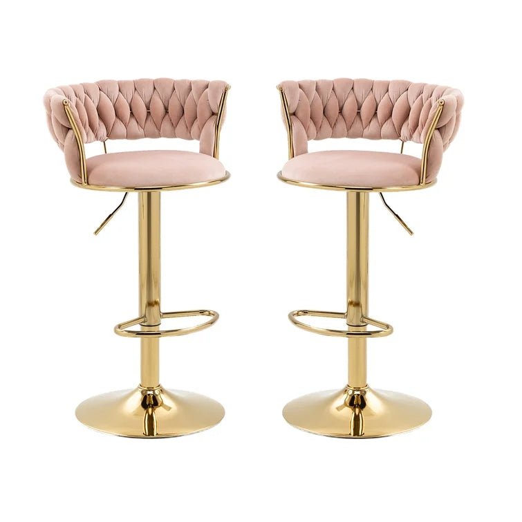 Side profile of SERENITa green velvet bar stool showing cushioned back — Allure Home Collections