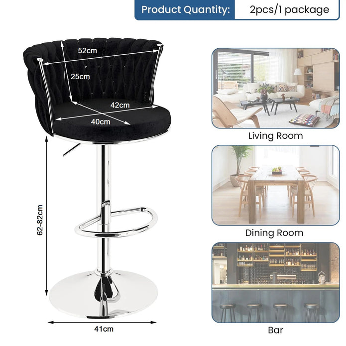 SERENITa black velvet counter stool seat close-up — Allure Home Collections