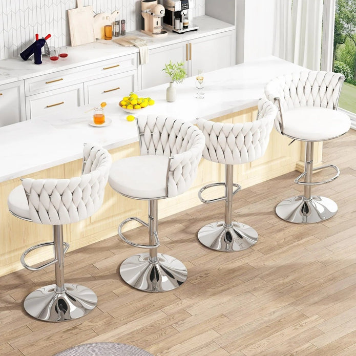 Side profile of SERENITa black velvet stool showing adjustable height — Allure Home Collections
