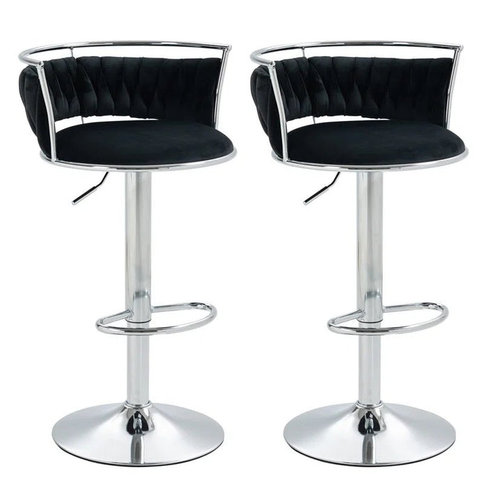 Pair of SERENITa silver velvet stools in contemporary setting — Allure Home Collections