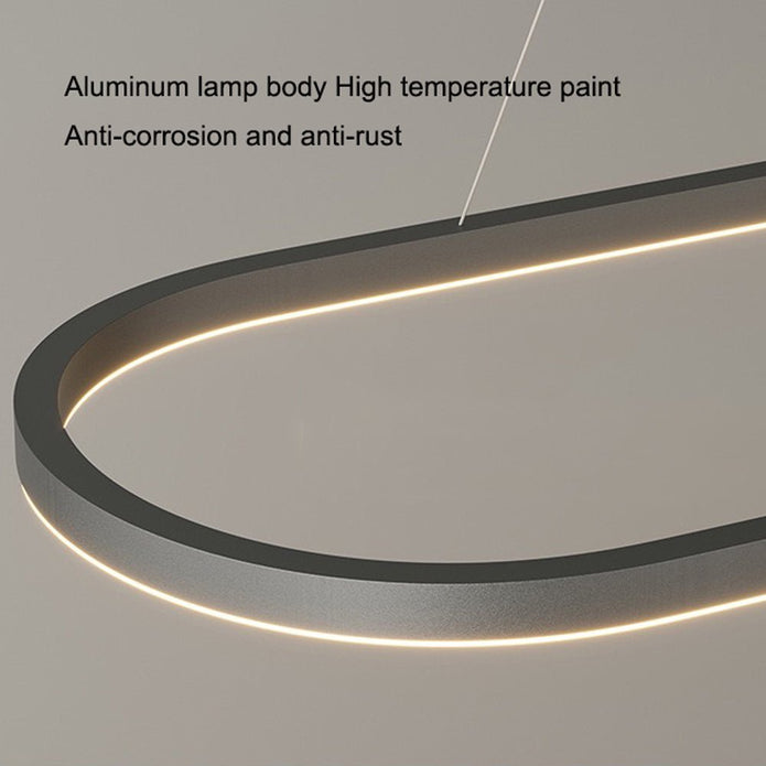 Modern Minimalist Black Oval LED Pendant Light 120cm