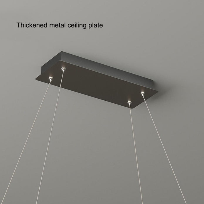 Modern Minimalist Black Oval LED Pendant Light 120cm