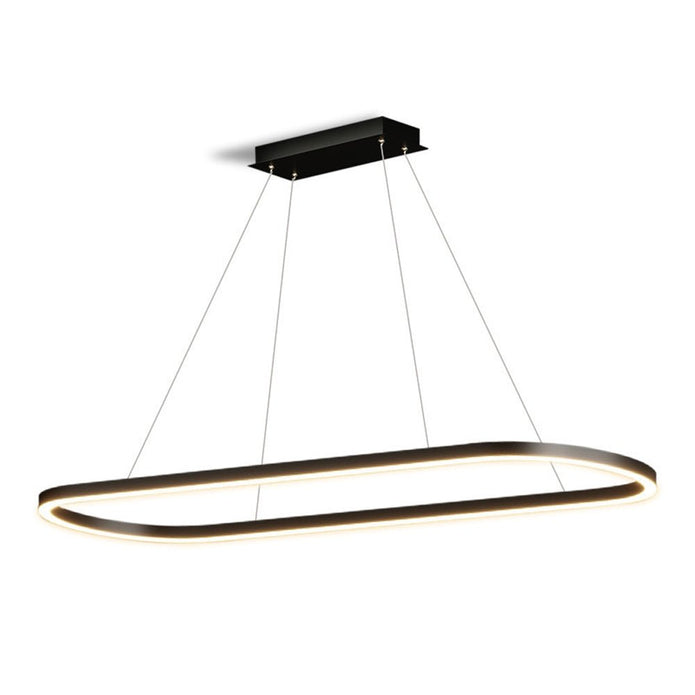 Modern Minimalist Black Oval LED Pendant Light 120cm
