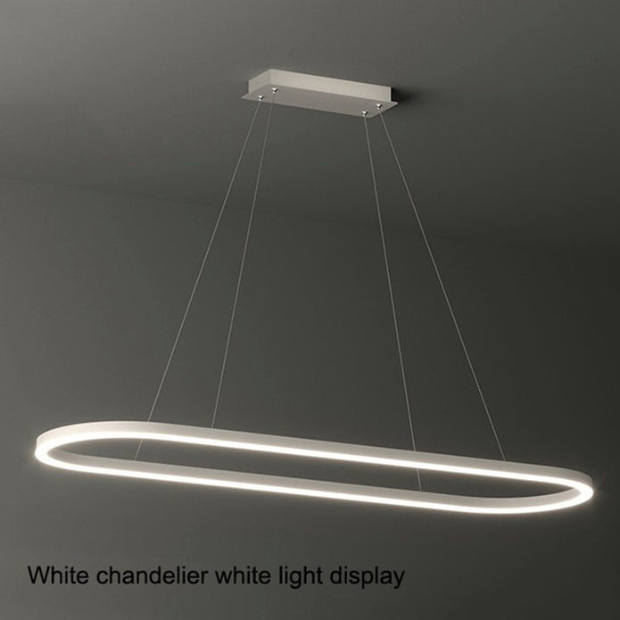 Modern Minimalist Black Oval LED Pendant Light 120cm