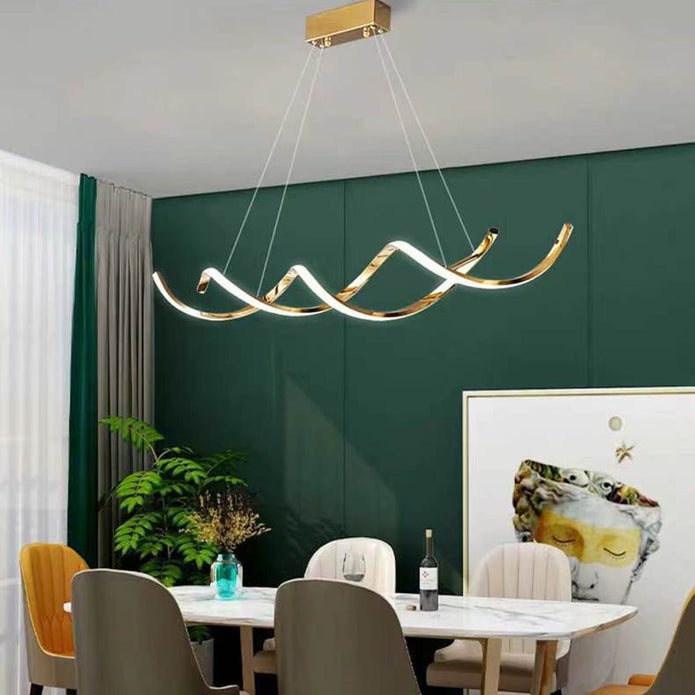 Modern Minimalist Titanium Gold LED Pendant Light 120cm