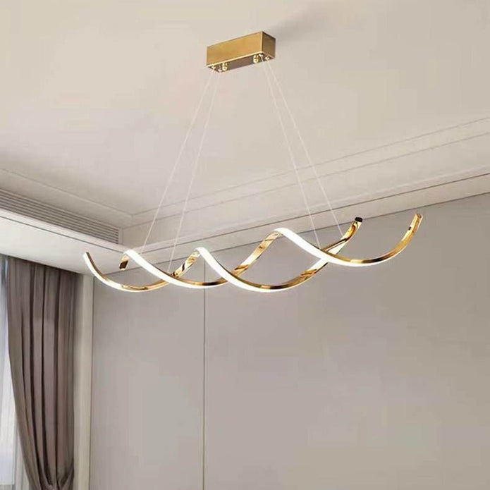 Modern Minimalist Titanium Gold LED Pendant Light 150cm