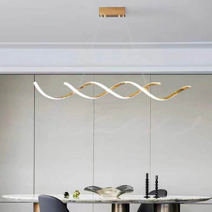 Modern Minimalist Titanium Gold LED Pendant Light 150cm