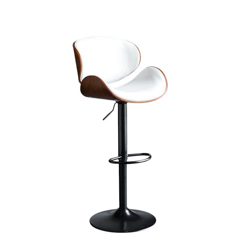 SERENITa European modern white swivel bar stool with circular iron base — Allure Home Collections