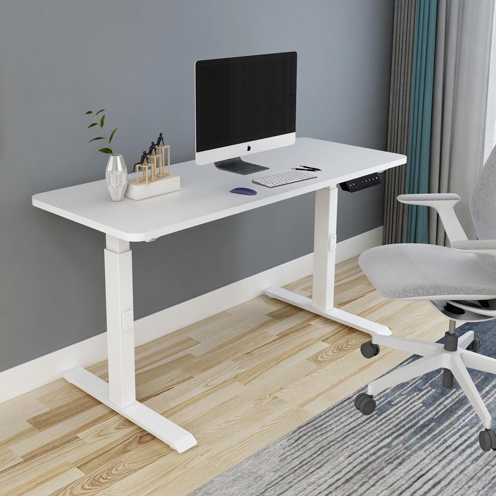 Height Adjustable 120cm Standing Desk - Grey & Birch