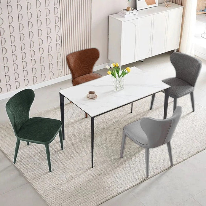 Moculta brown faux leather and flannel dining chair in a modern dining room