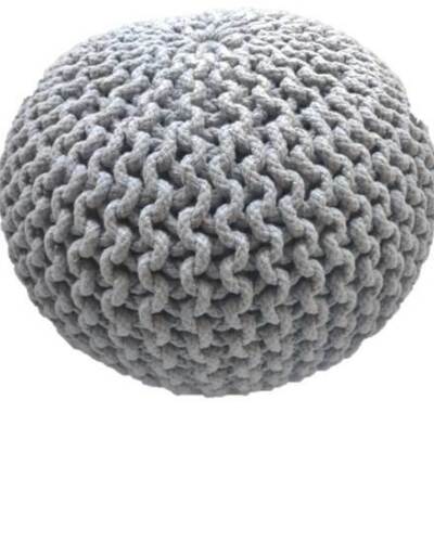 Hand-Knitted Braided Cotton Pouffe Round Floor Cushion Blue Blush Pink or Grey — Allure Home Collections