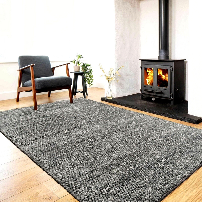 Power loomed wool blend floor rug charcoal 130x180cm