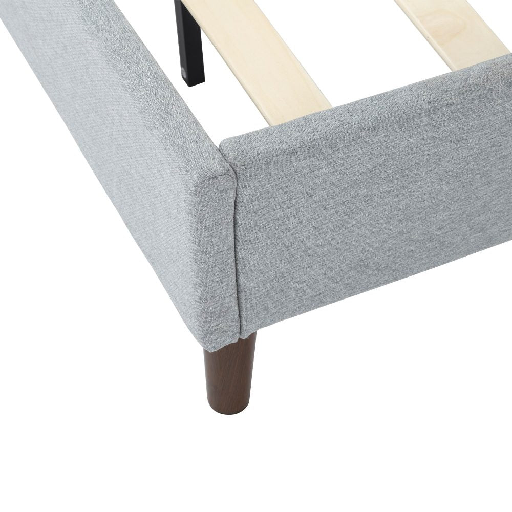 Light Grey Queen Bedframe with Wooden Slats