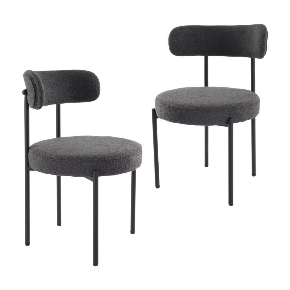 Angaston charcoal boucle dining chair in a modern dining room