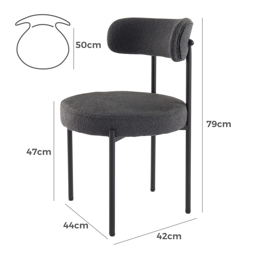 Angaston charcoal boucle dining chair in a modern dining room