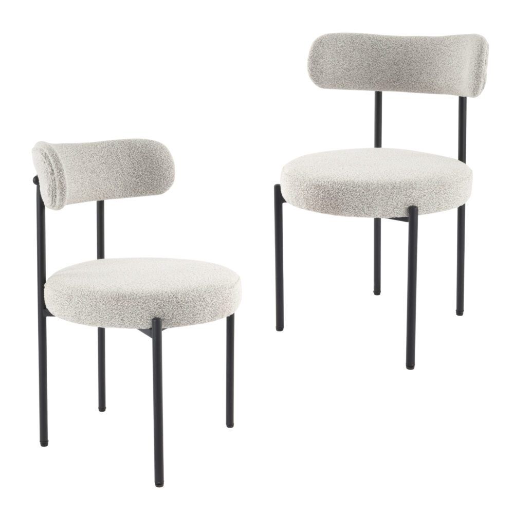 Angaston white boucle dining chair in a modern dining room